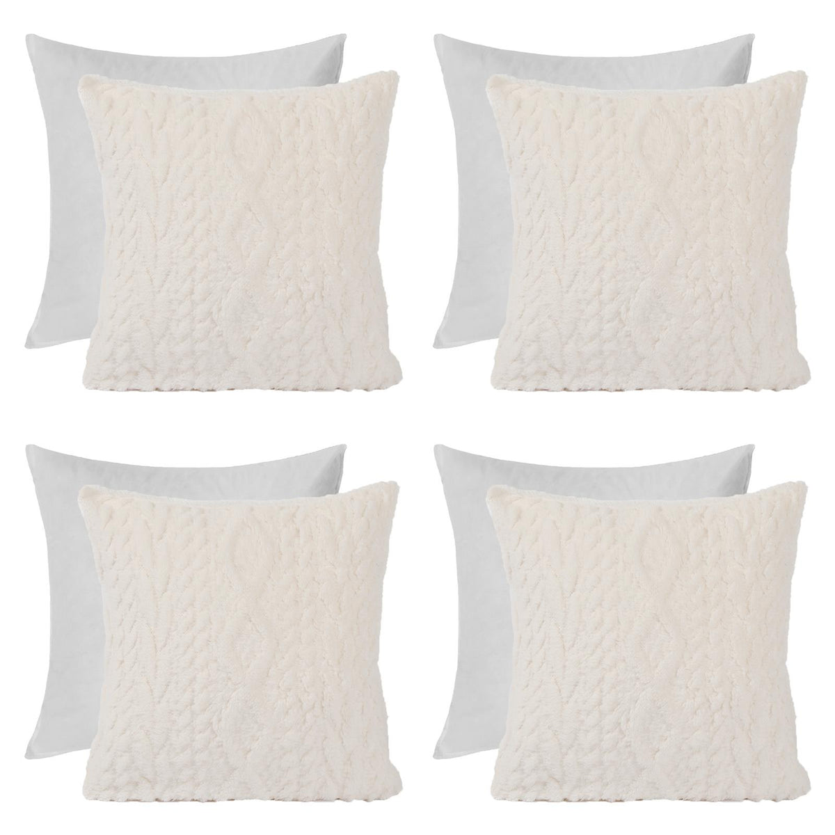 OHS Cable Knit Cushion Covers 2 Pack Sherpa Square Pillowcases Home Decor