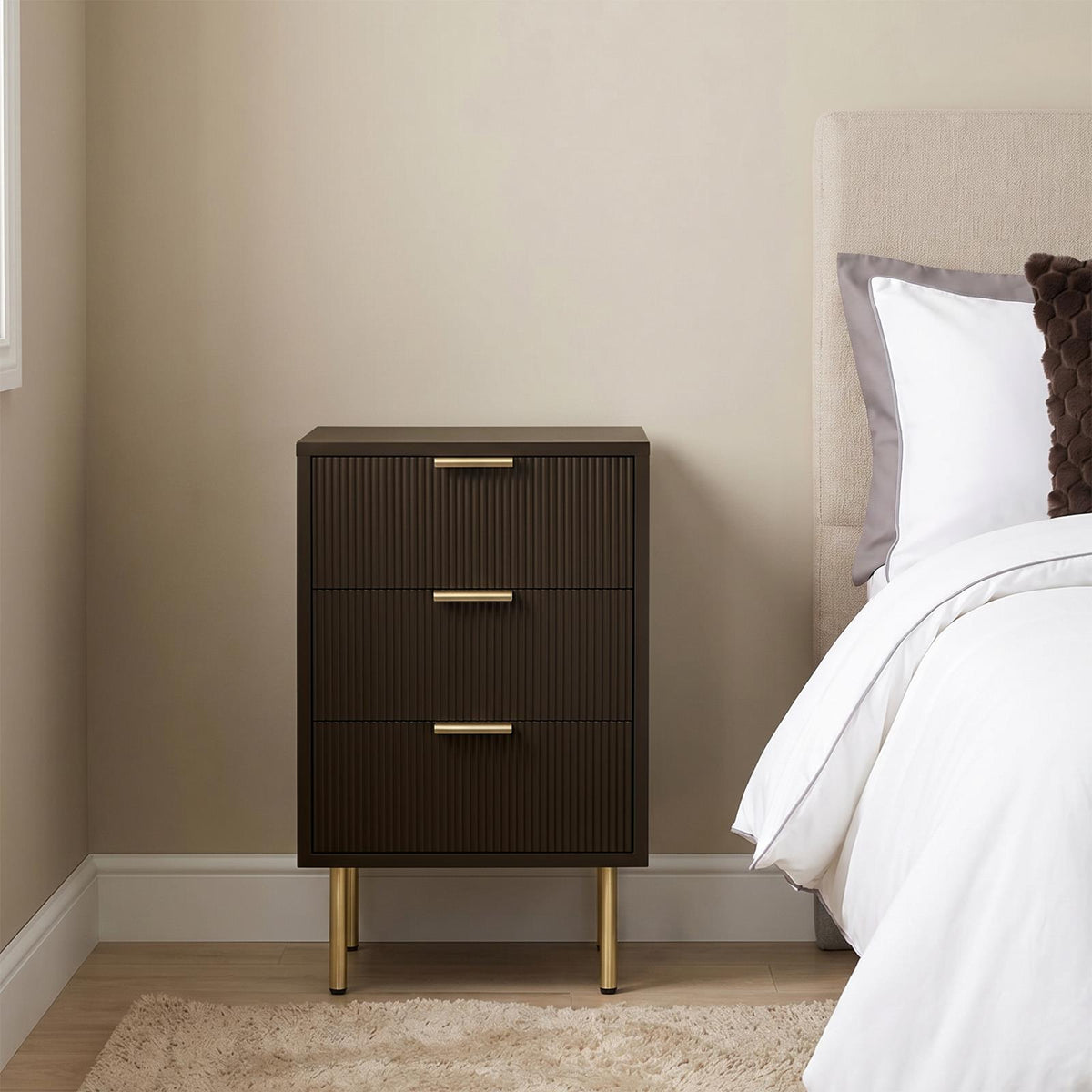 OHS Ribbed Drawer Unit Bedside Table 3/4/5/6 Draw Cabinet Nightstand Sideboard
