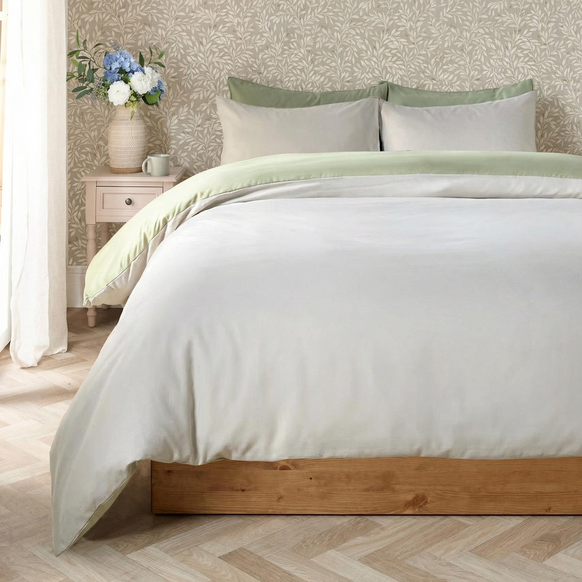 OHS Plain Duvet Cover & Pillowcase Reversible Bedding Set OR Fitted Sheet