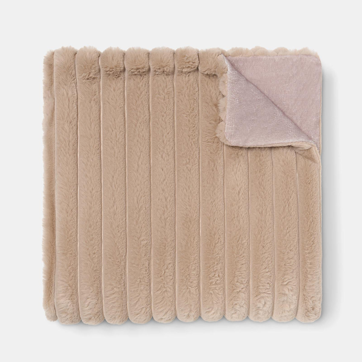 OHS Faux Fur Ribbed Fleece Throw Over Bed Blanket Warm Supersoft