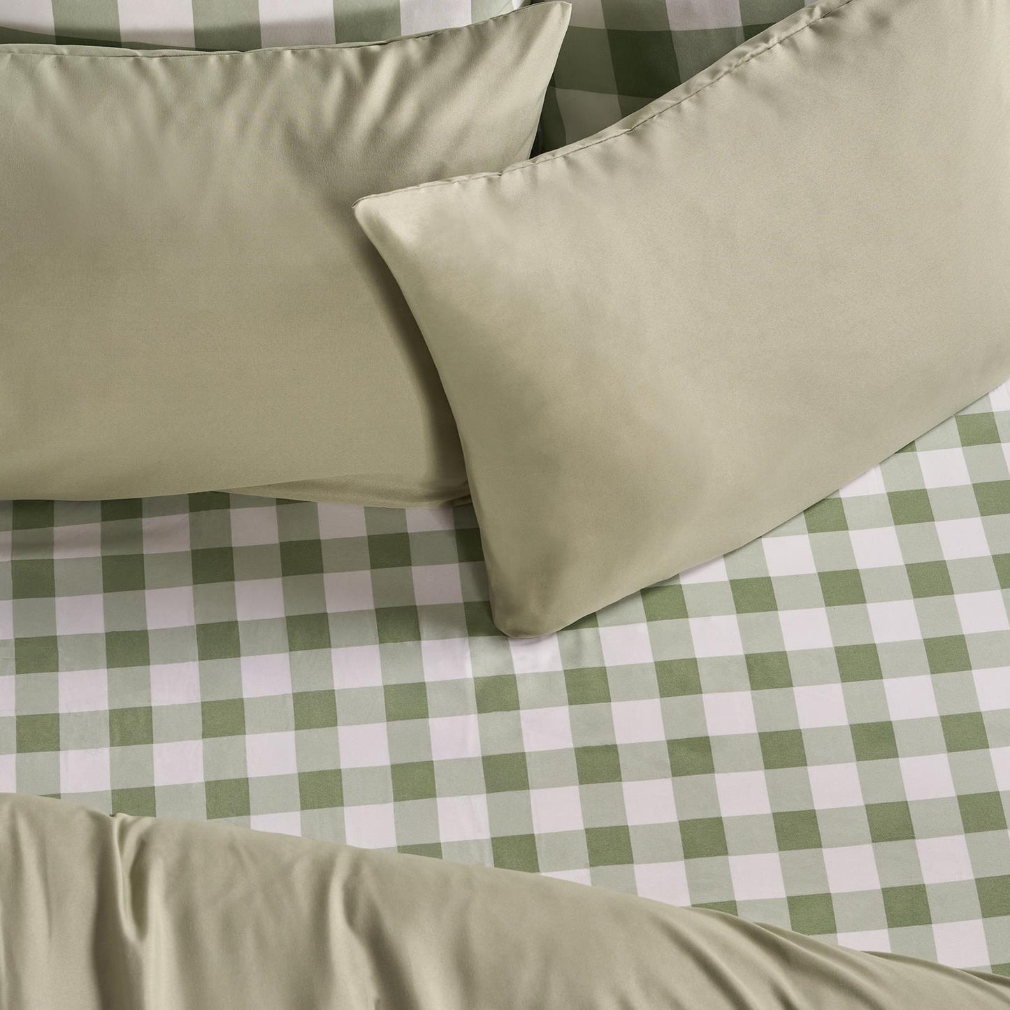 OHS Microfibre Deep Fitted Sheet Gingham 25cm Hotel Quality Easy Care