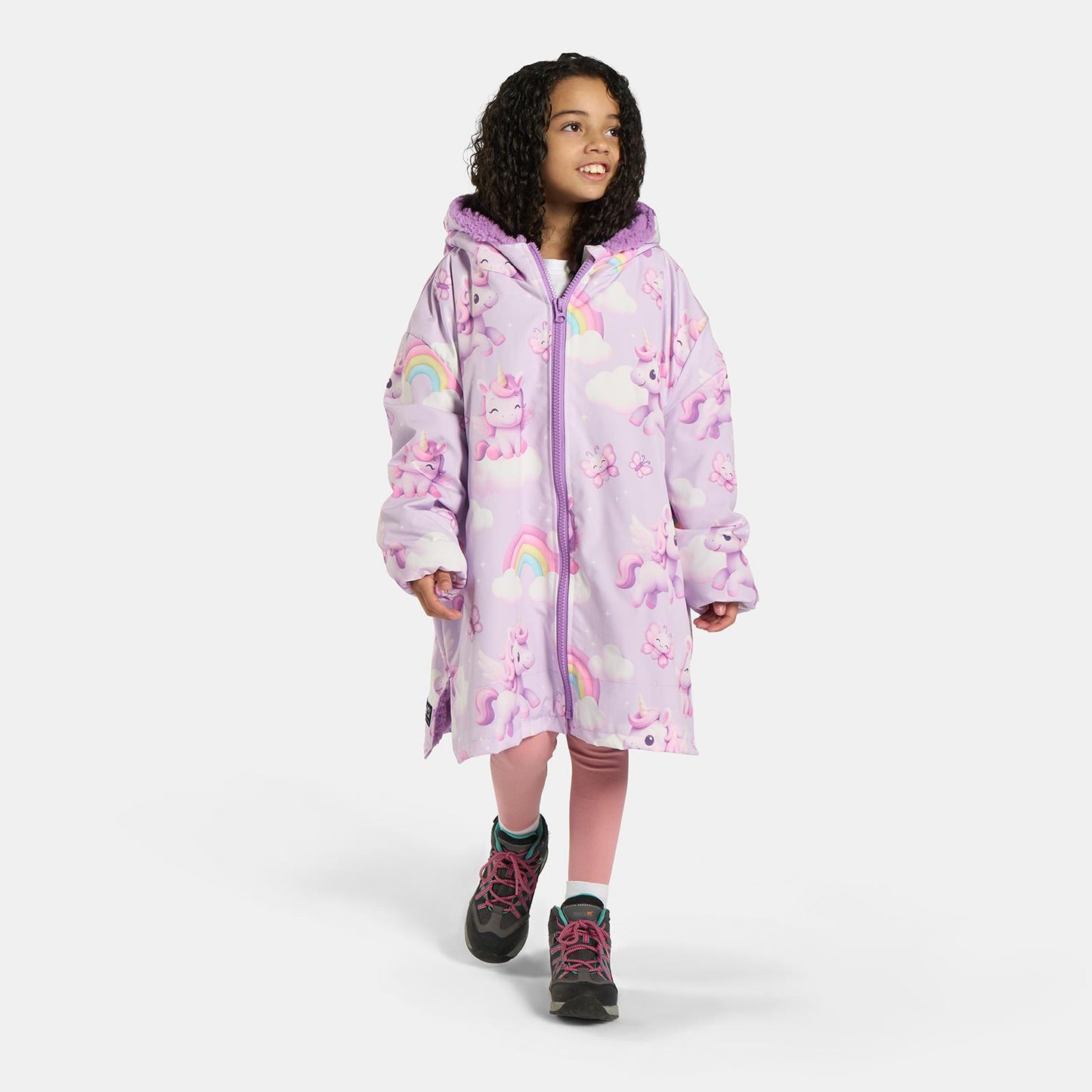 OHS Kids Drying Changing Robe Fun Print Sherpa Lined Water Resistant Long Coat