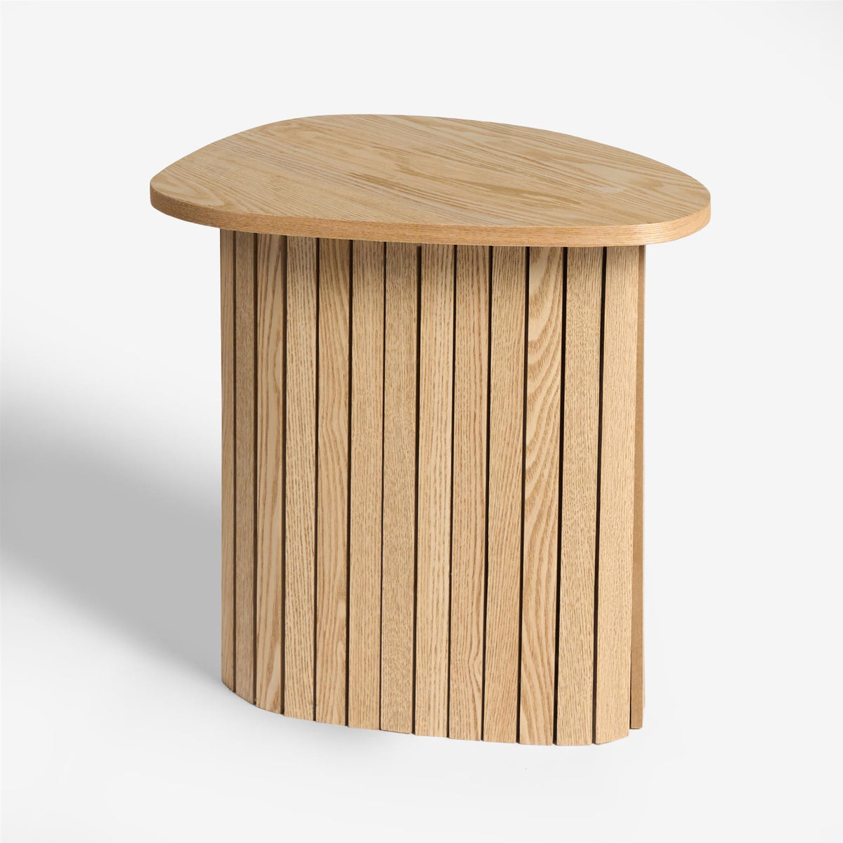 OHS Madison Side Table Ribbed Wood Effect Corner Bedside Coffee Table