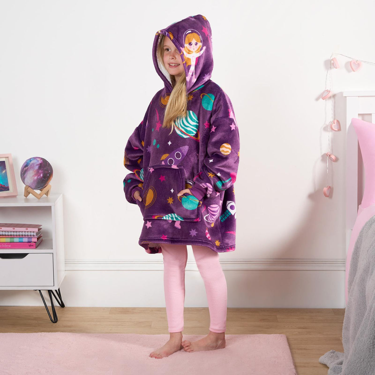 Kids Hoodie Blanket Oversized Sherpa Fleece Jumper Sweatshirt Soft Warm Throw