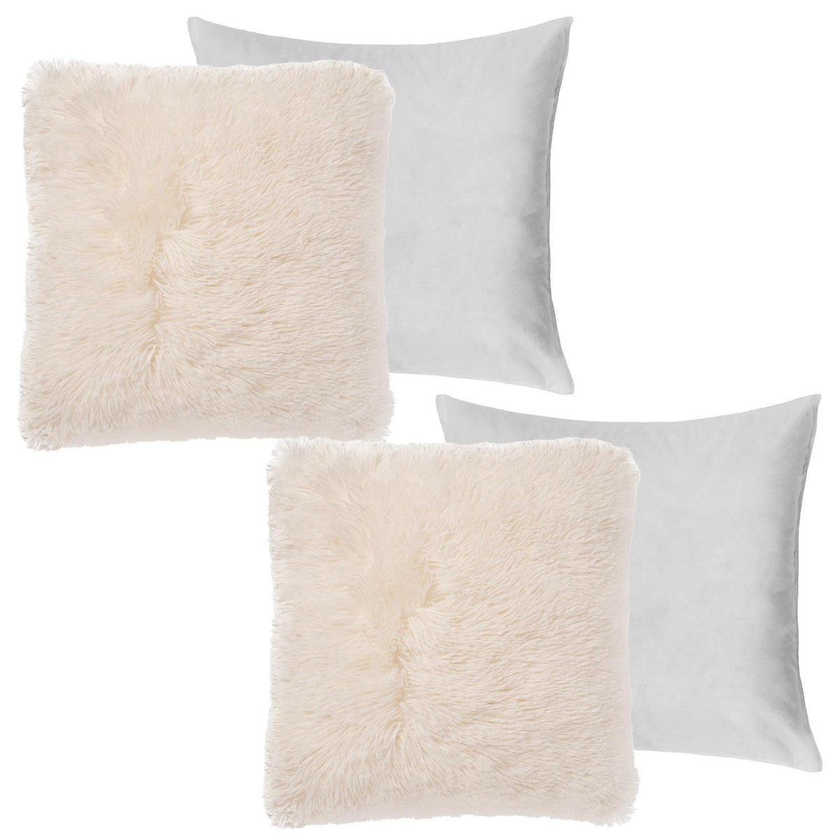 OHS Fluffy Cushion Covers 2 Pack Soft Fleece Square Pillowcases Home Decor