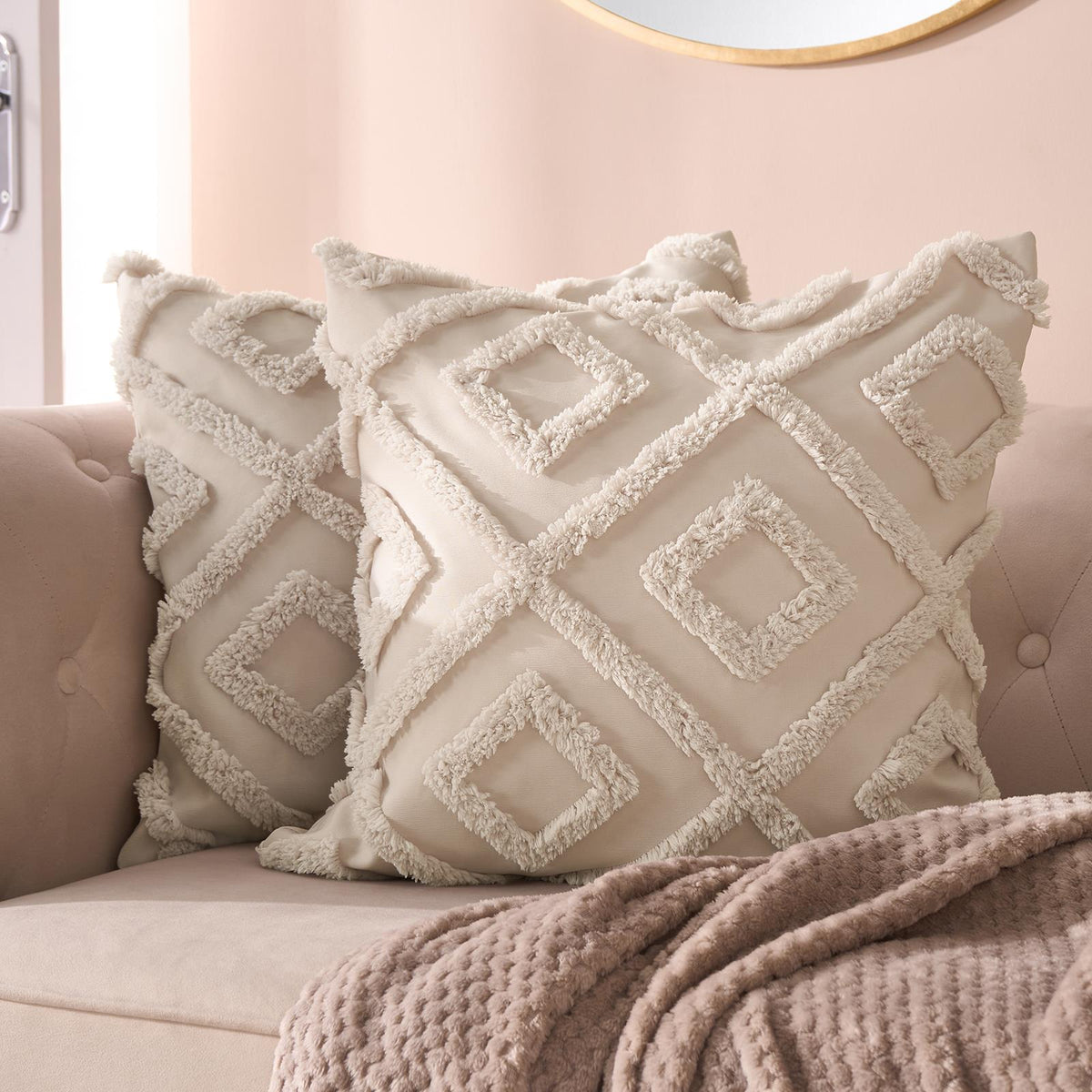 OHS Tufted Cushion Covers 2 Pack Arches Decorative Square Pillowcases