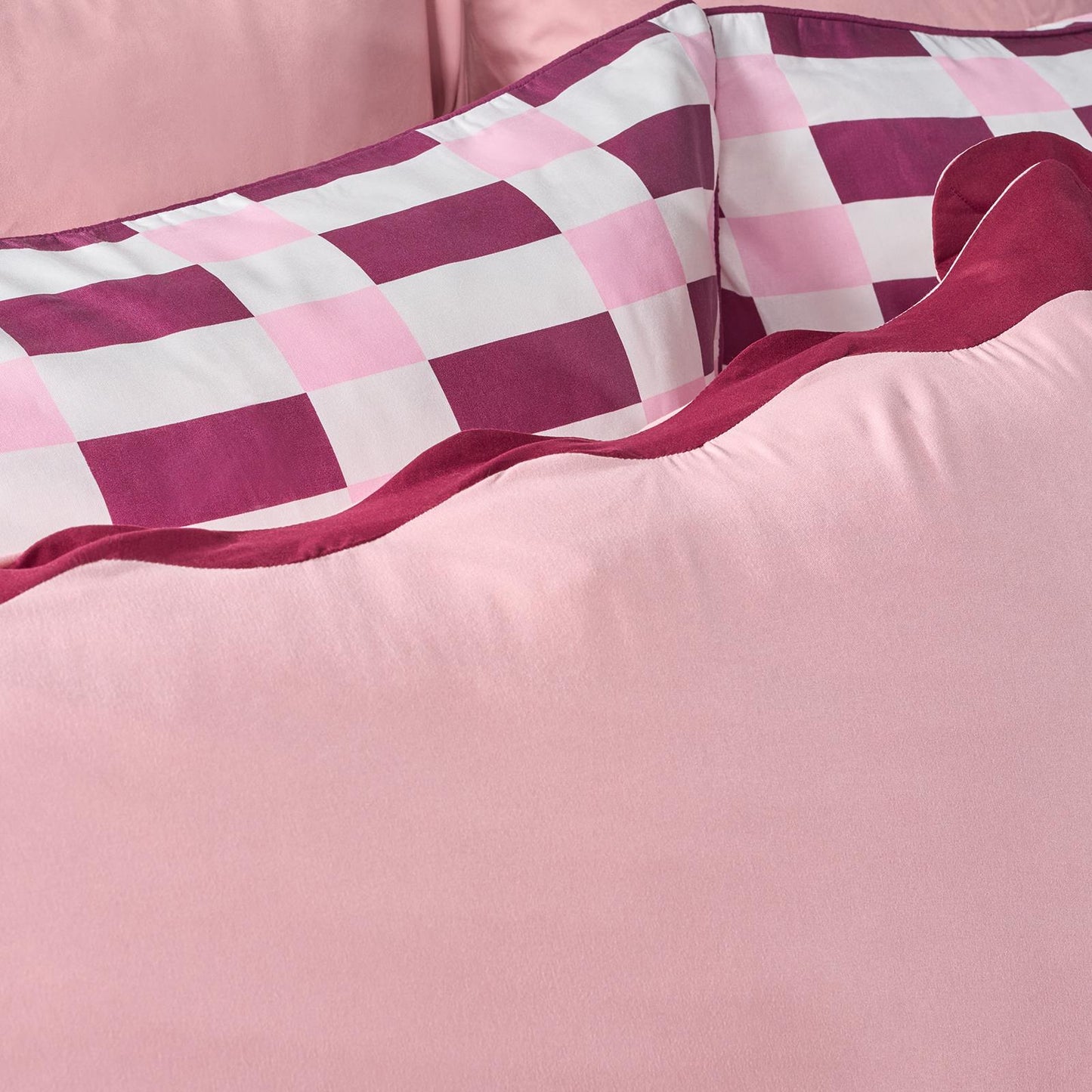 OHS Wavy Edge Bedding Set Microfibre Contrast Duvet Cover with Pillowcase