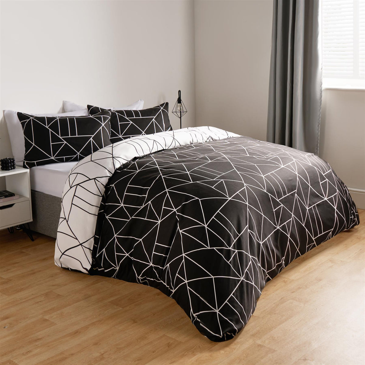 OHS Geometric Reversible Bedding Set Soft Quilt Duvet Cover with Pillowcase