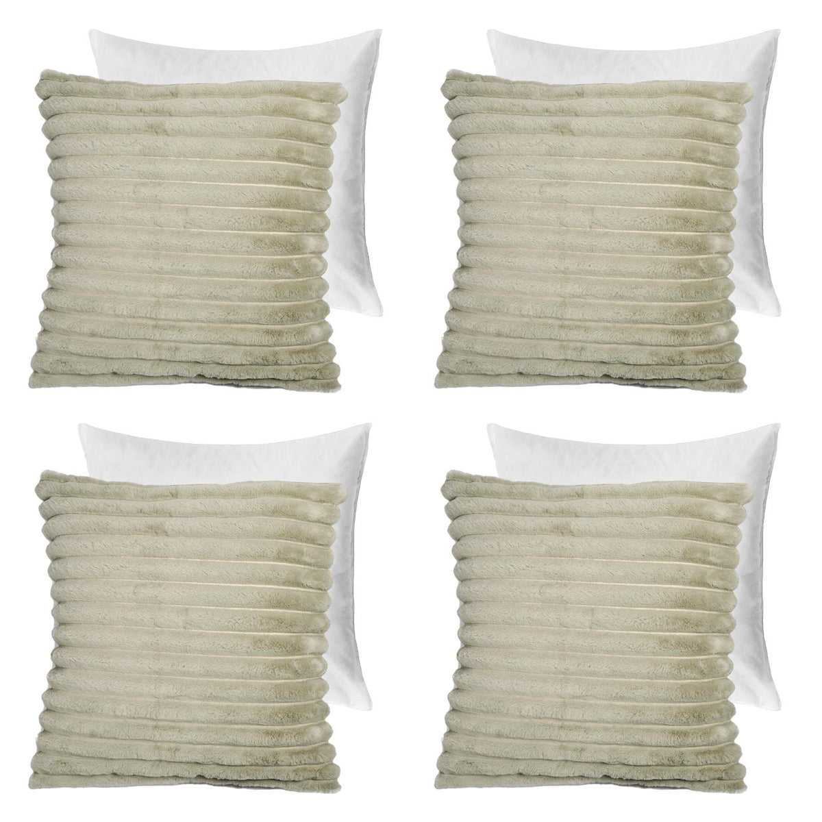 OHS Thick Rib Cushion Covers Faux Fur Soft Fleece Square Pillowcases Home Decor
