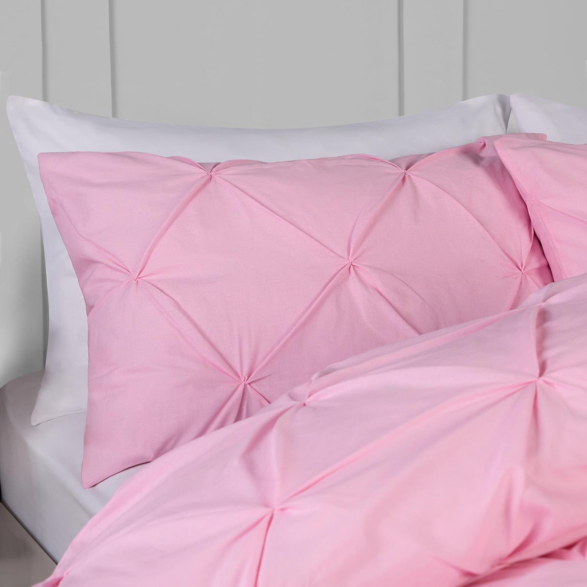 Pintuck Duvet Cover Pillowcase Pleated Polycotton Bedding Set Single Double King
