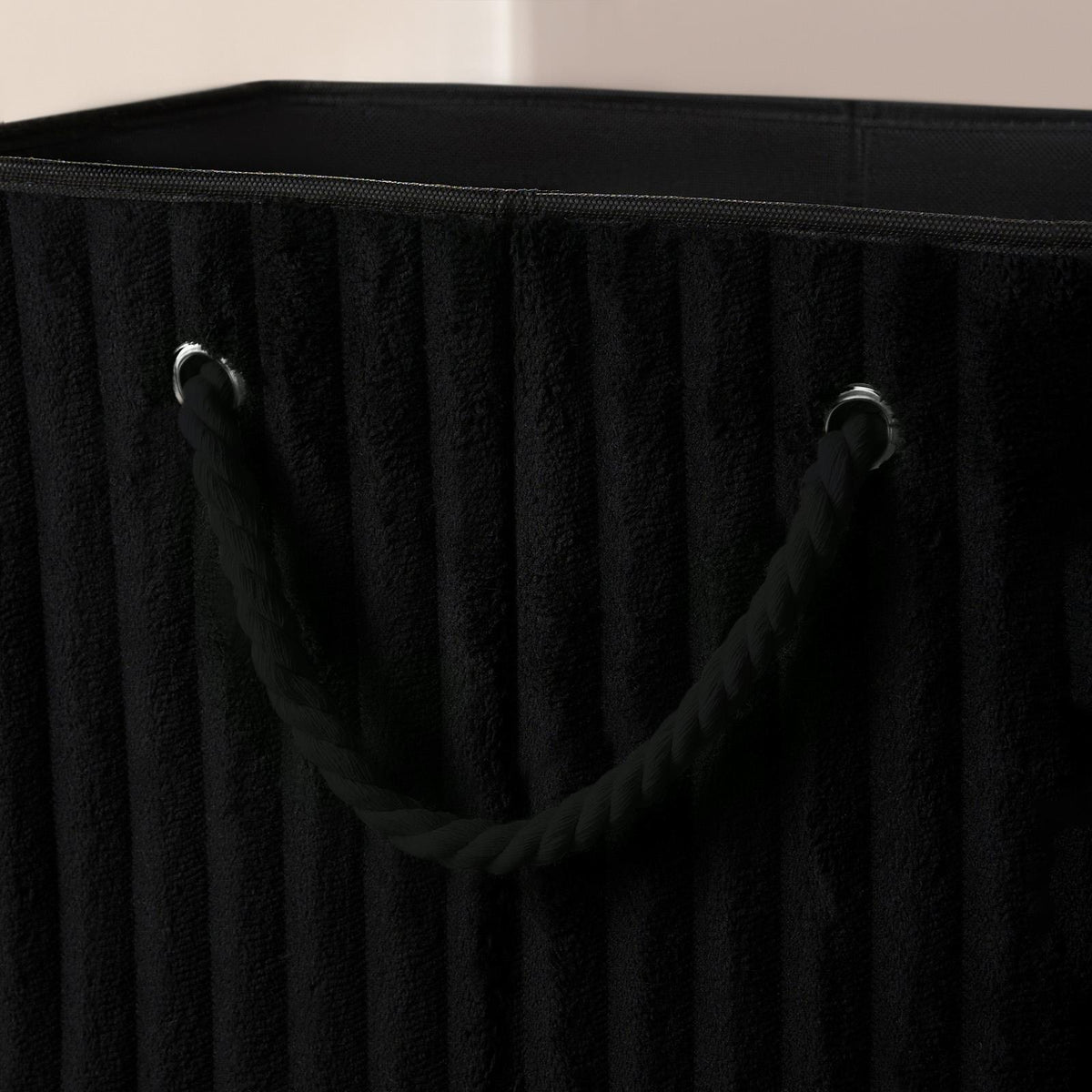 OHS Ribbed Laundry Basket with Lid Foldable Hamper Bag Washing Bin Storage