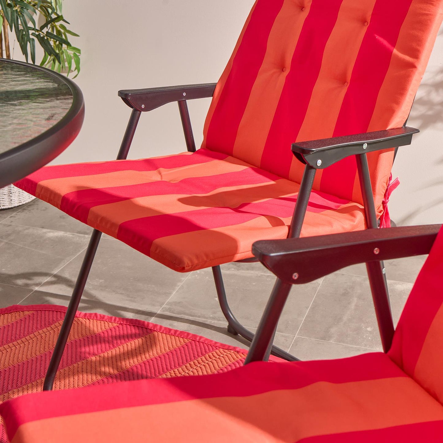 OHS Garden Seat Pad 2 Pack Stripe High Back Filled Chair Cushion Outdoor Indoor