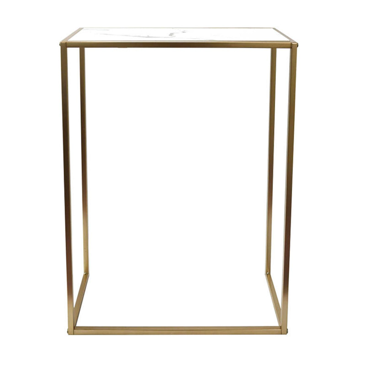 OHS Marble End Table Modern Console Bedroom Side Nightstand Metal Frame