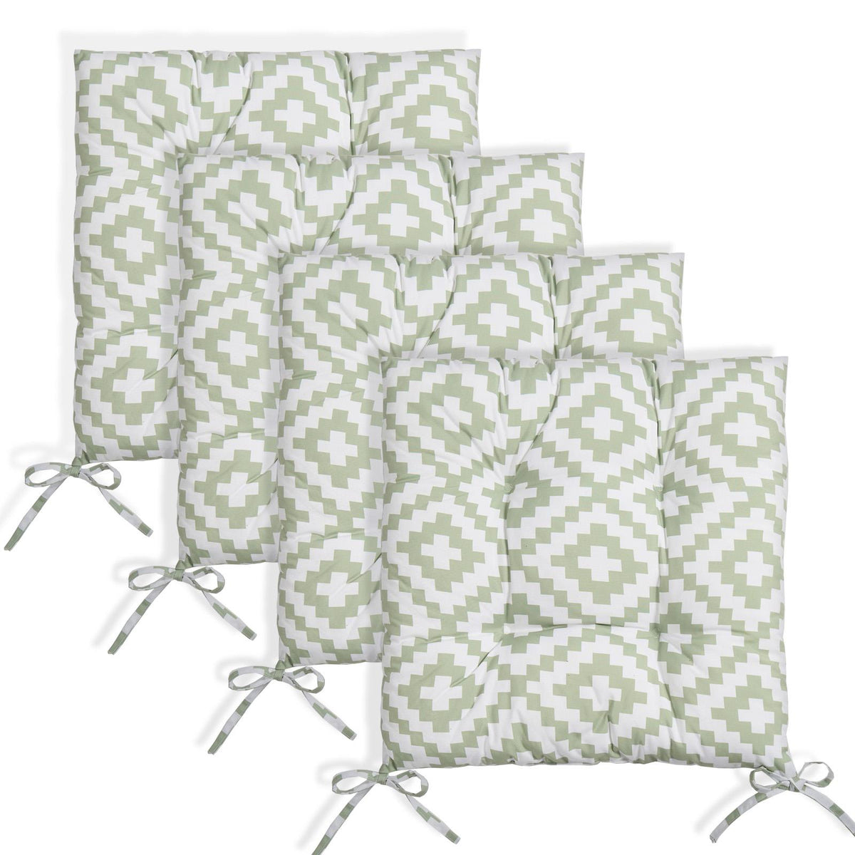 OHS Seat Pads 2 Water Resistant Outdoor Cushions Garden Chair Covers Ties