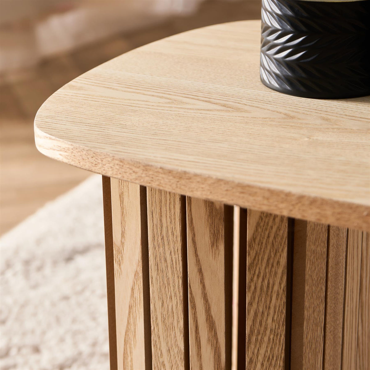 OHS Madison Coffee Table Ribbed Engineered Wood Side End Desk Home Decor