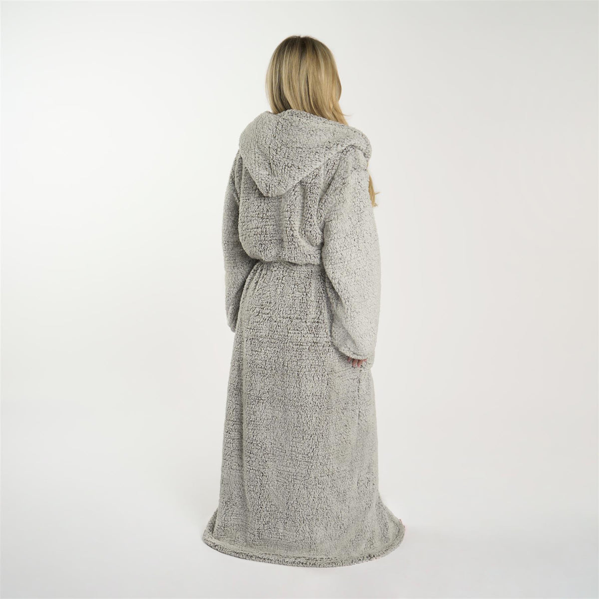 OHS Teddy Marl Fleece Soft Adults Dressing Gown Unisex Full-Length Robe