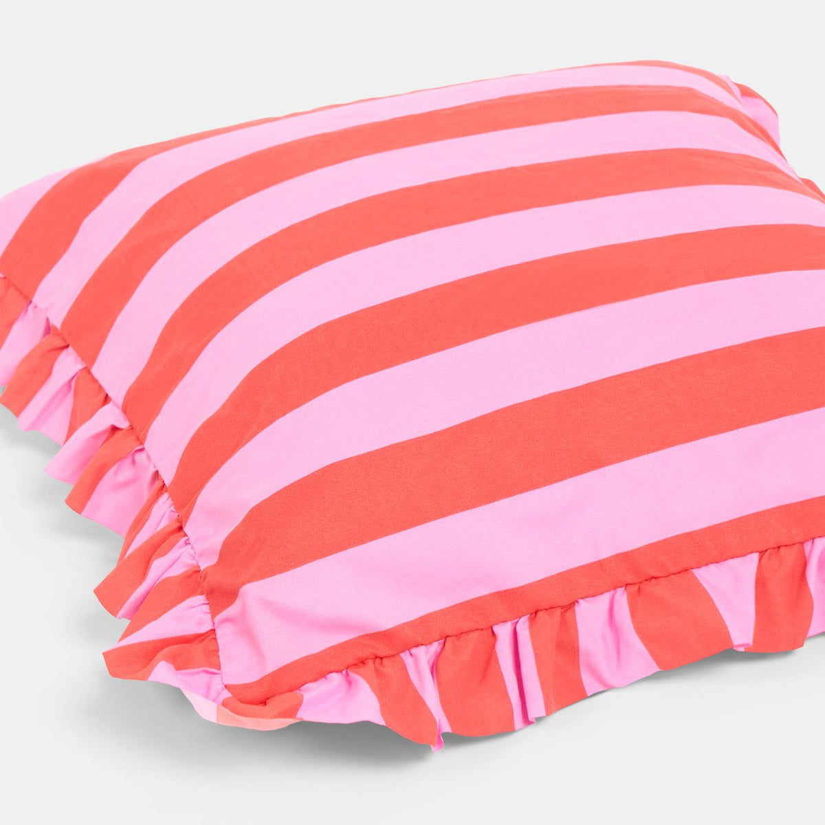 OHS Stripe Frill Cushion Covers Microfibre Square Pillowcases Home Decor