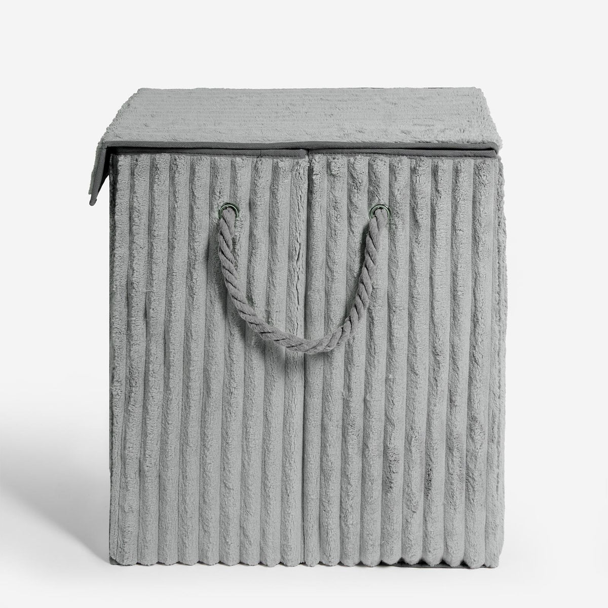 OHS Ribbed Laundry Basket with Lid Foldable Hamper Bag Washing Bin Storage