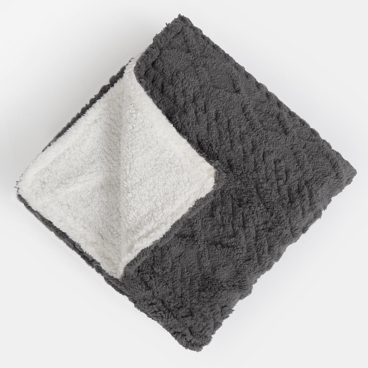 OHS Cable Knit Blanket Sherpa Fleece Sofa Plush Soft Warm Throw Over Bed Chair