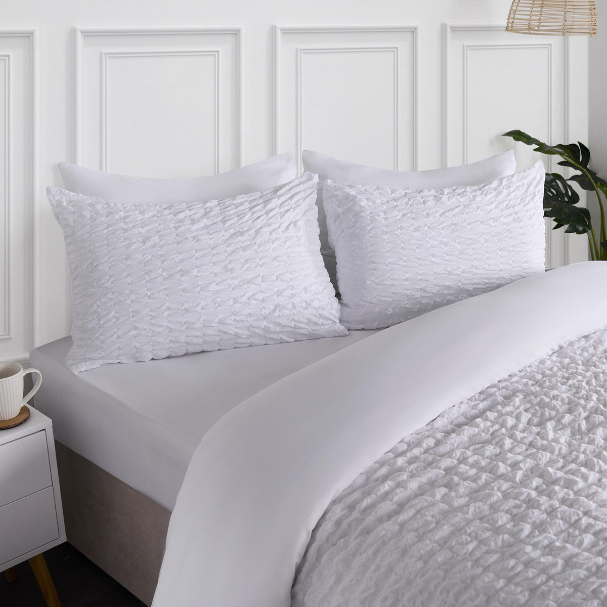 Luxury Seersucker Duvet Cover Set Geo Pillowcase Quilt Bedding Double King Size