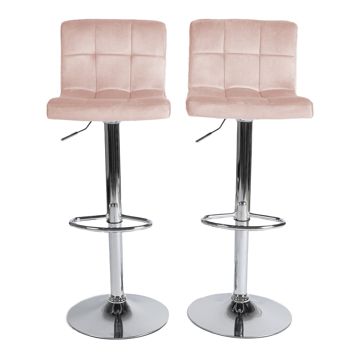 Adjustable Bar Stools x 2 Velvet Swivel Pub Seat Kitchen Breakfast Counter Chair