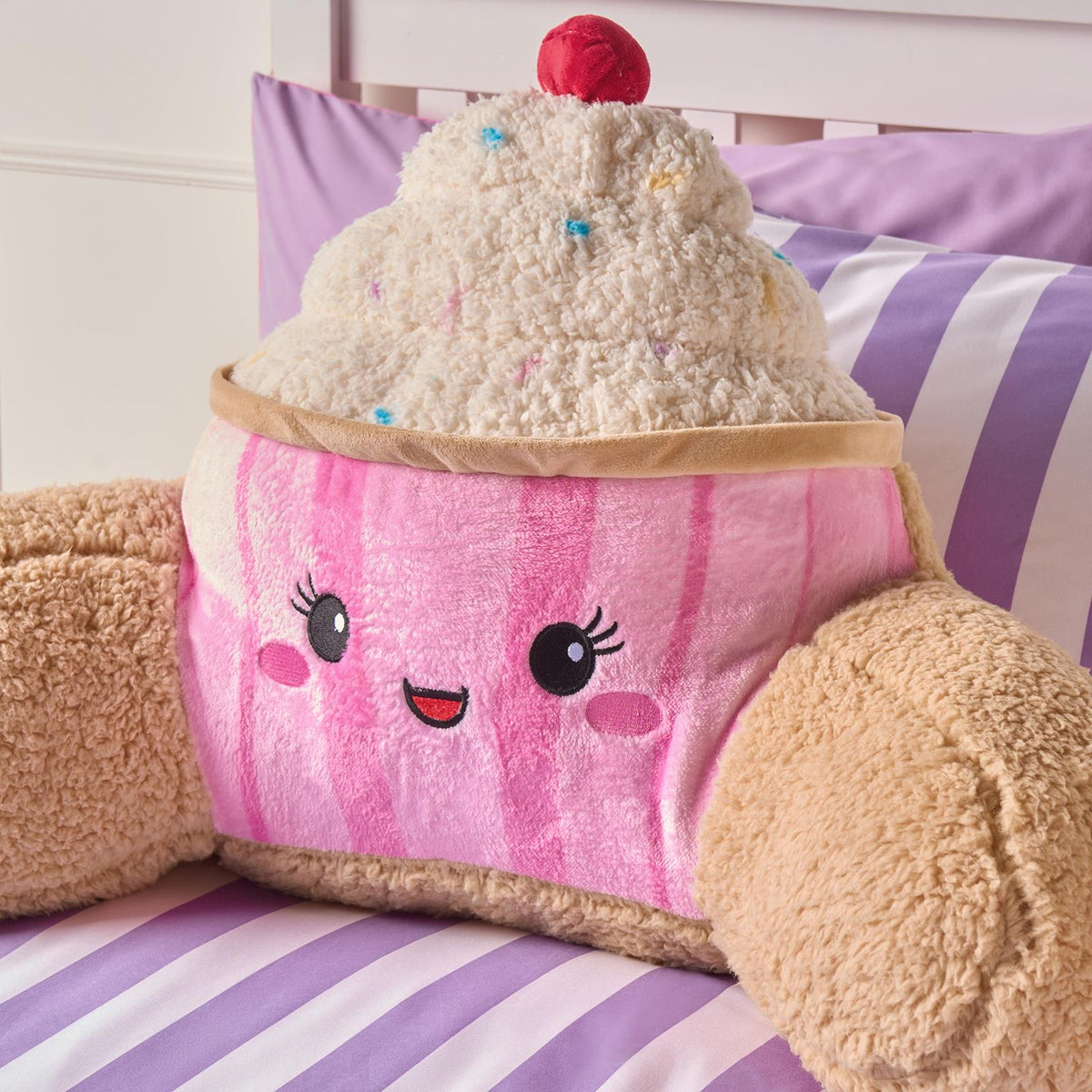 OHS Character Cuddle Cushion Soft Fleece Reading Pillow with Arms Bed Chair