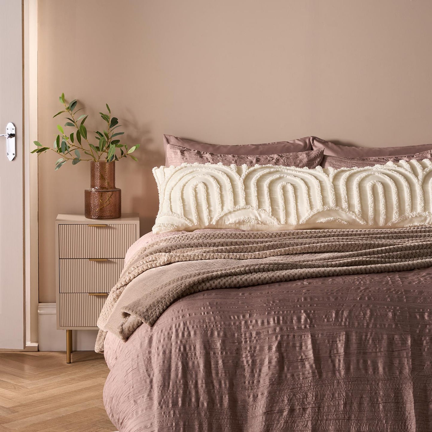 OHS Tufted Arches Bolster Cushion Fleece Soft Maternity Support Filled Pillow