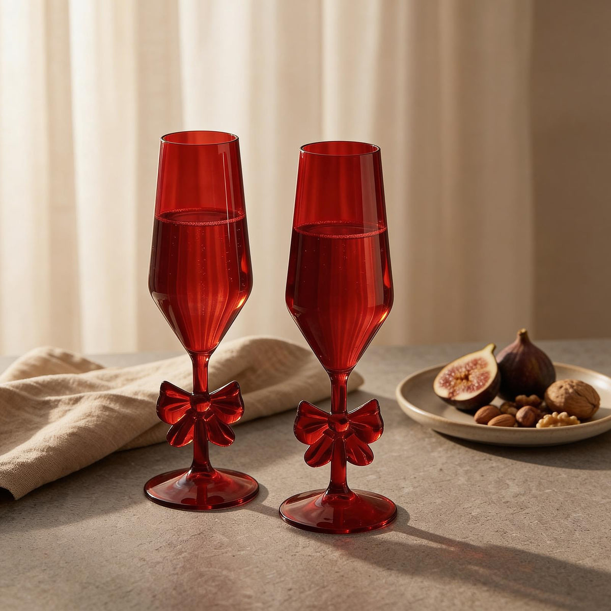 OHS Plastic Glasses Set of 2/4 Reusable Flute Champagne Cocktail Glass Picnic