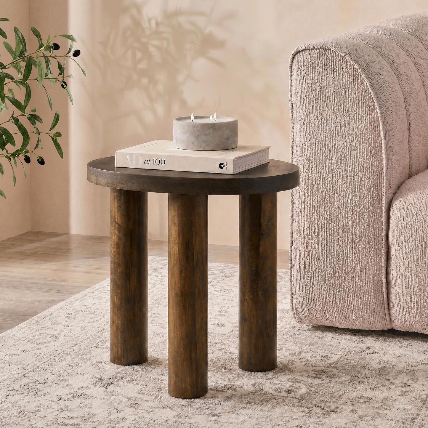 OHS 3-Legged Side Table Engineered Wood Living Room Bedroom Bedside