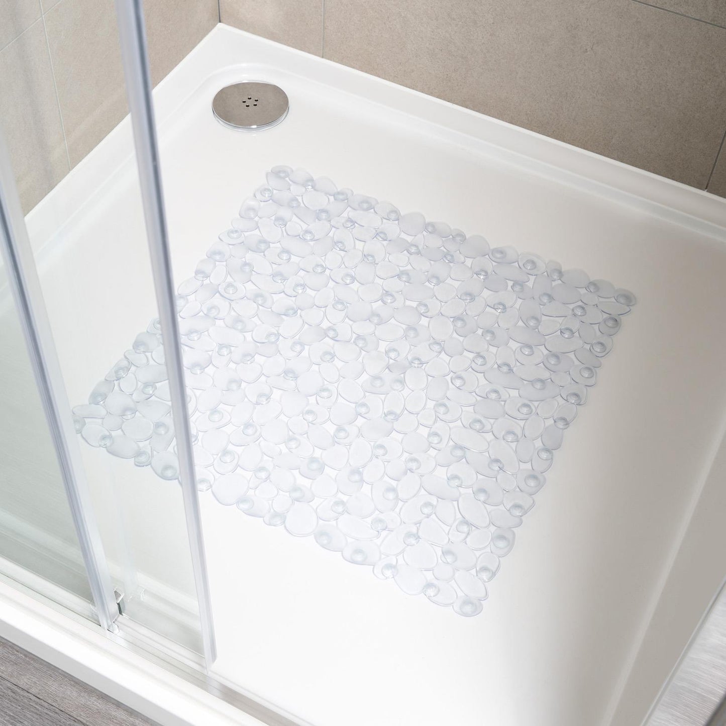 OHS PVC Bath Mat Clear Printed Non Slip Quick Dry Shower Rug Adults Kids