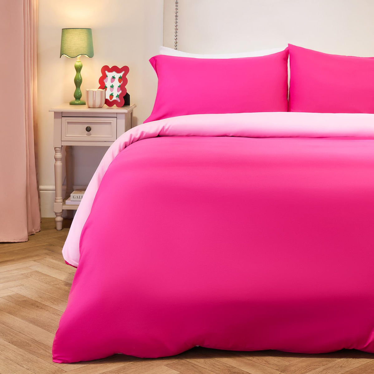 OHS Plain Duvet Cover & Pillowcase Reversible Bedding Set OR Fitted Sheet