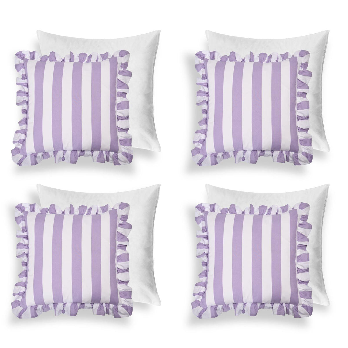 OHS Stripe Frill Cushion Covers Microfibre Square Pillowcases Home Decor