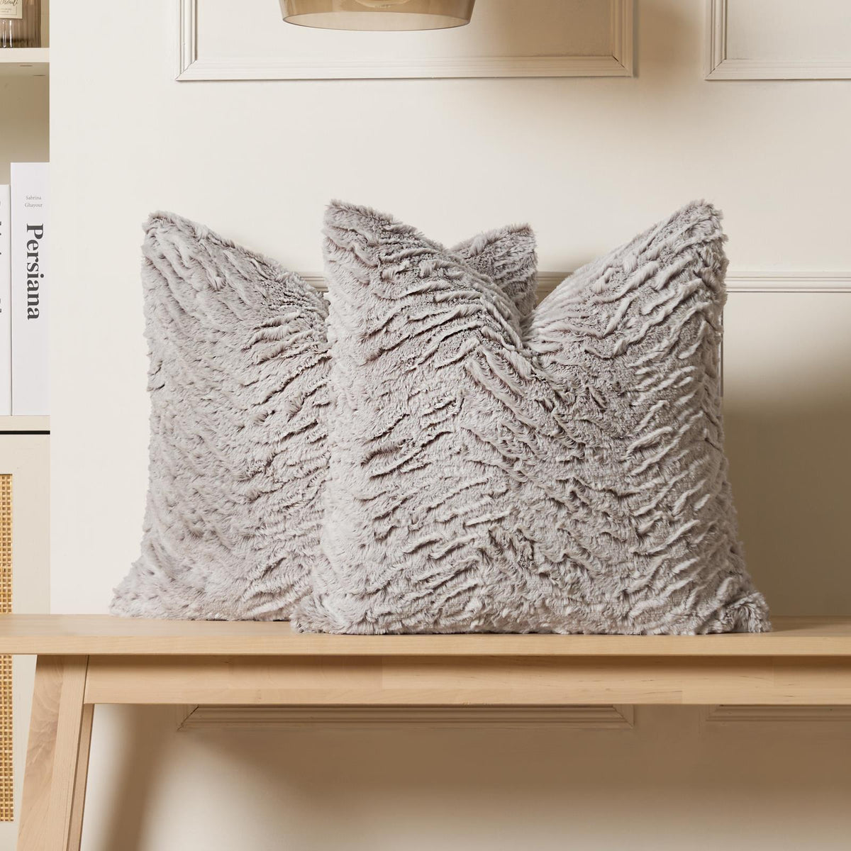 Cushion Covers Faux Fur Fleece Pack of 2/4 Filled Case Pad Two Tone Home Decor