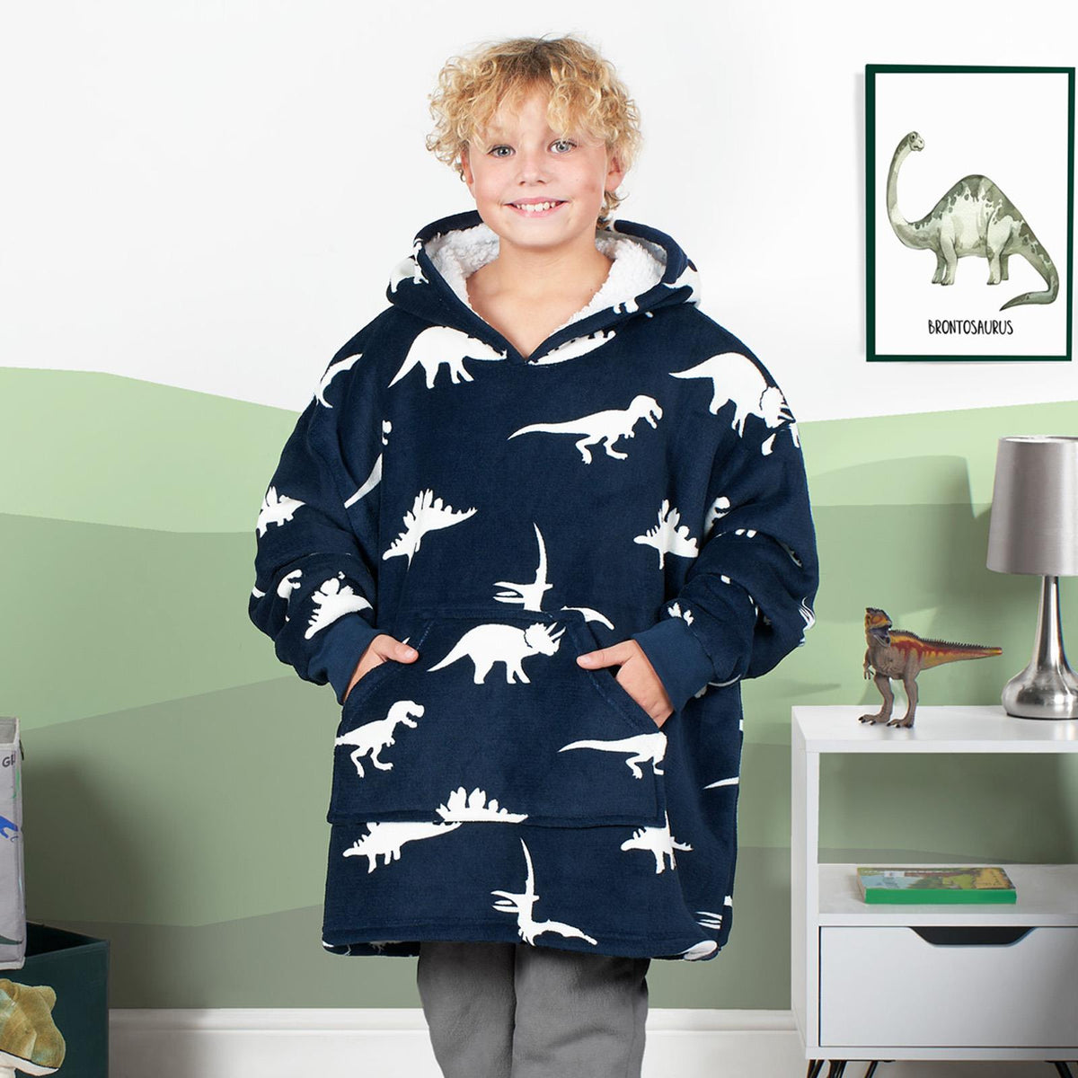 Kids Hoodie Blanket Oversized Sherpa Fleece Jumper Sweatshirt Soft Warm Throw