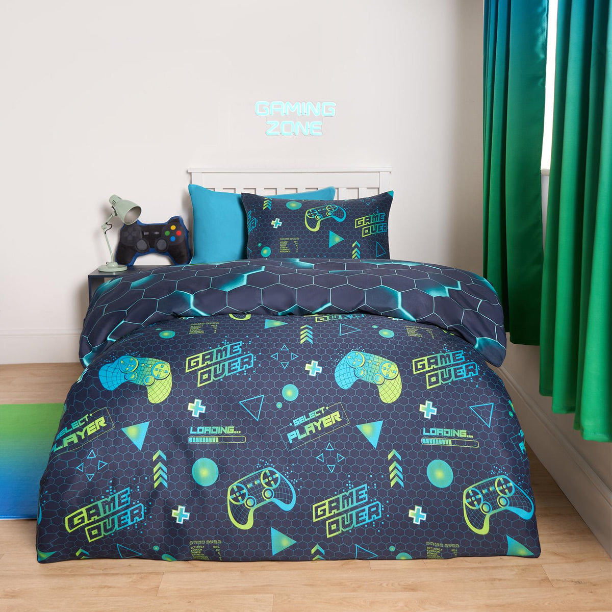 Gaming Duvet Cover Set Reversible Soft Quilt with Pillowcase Kids Bedding Single