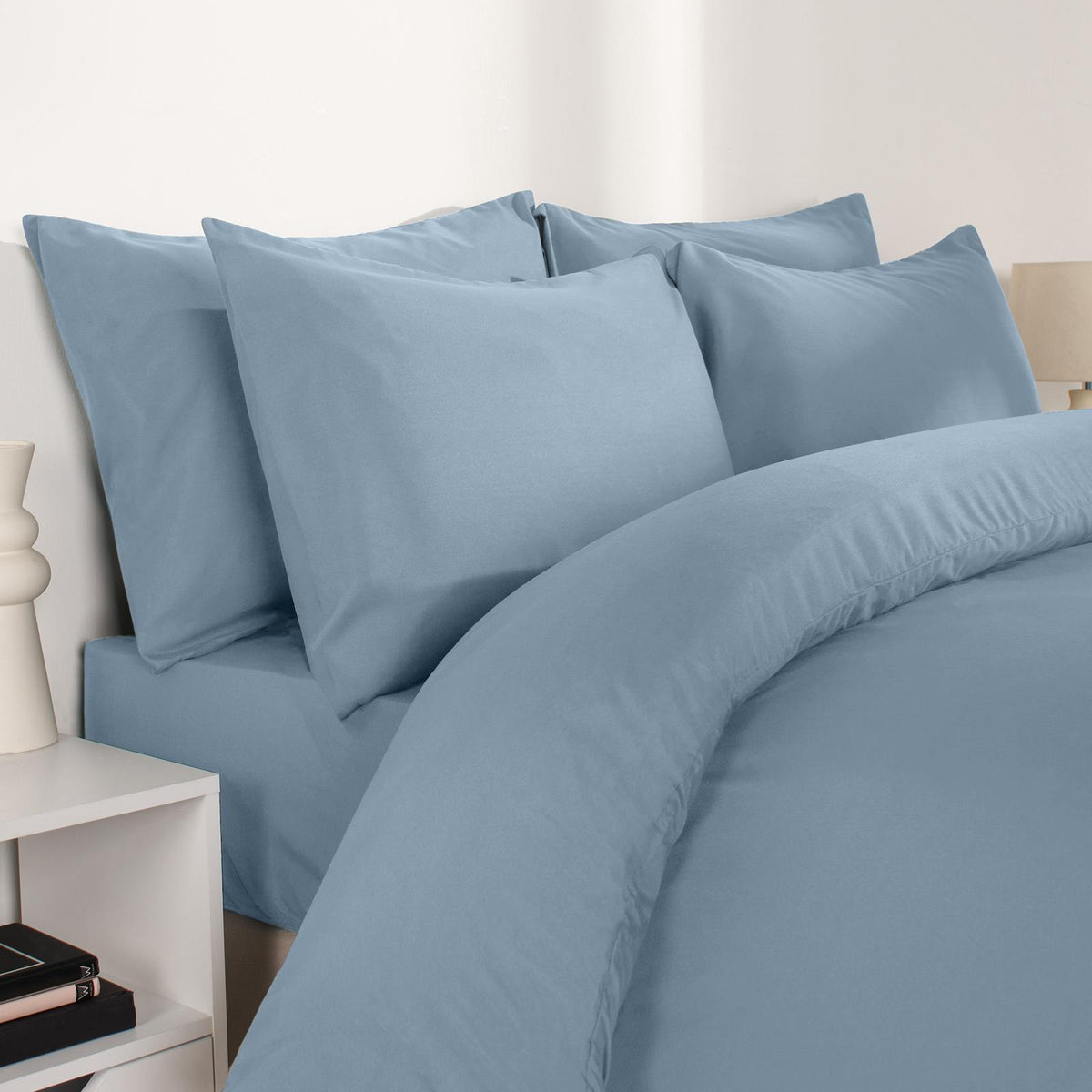 OHS Plain Duvet Cover & Pillowcase Reversible Bedding Set OR Fitted Sheet
