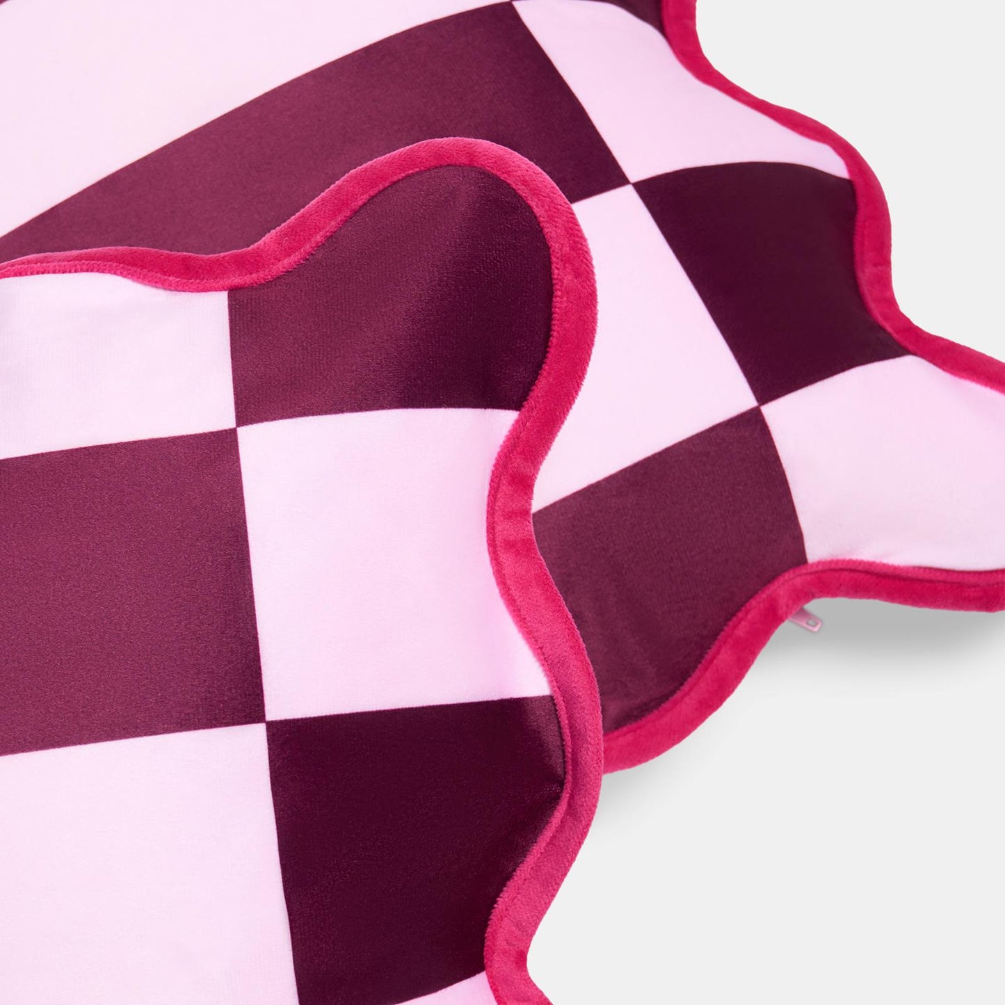 OHS Checkerboard Cushion Covers Scallop Edge Matte Velvet Square Pillowcases