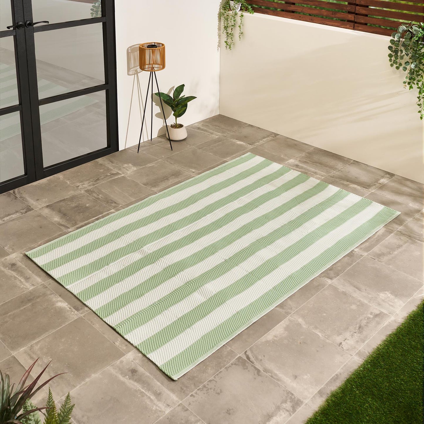 OHS Stripes Garden Rug Outdoor Waterproof Area Mat Patio Decor
