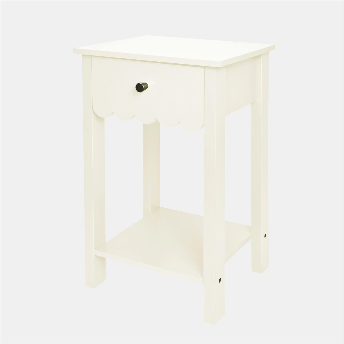 OHS Scallop Bedside Wood Nightstand 1 Drawer Storage Unit End Table Home Decor