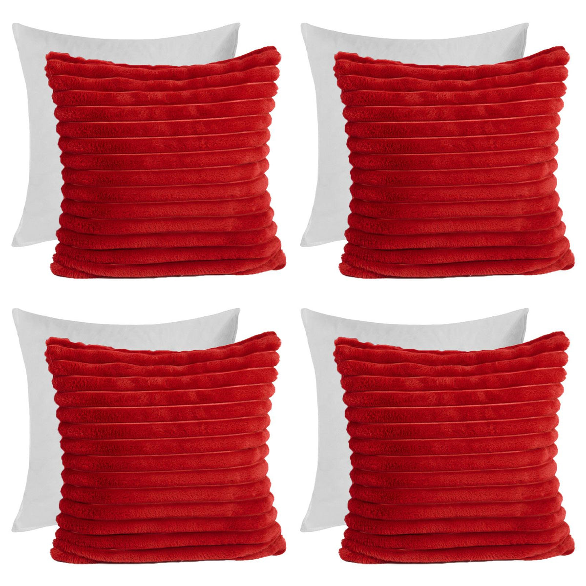 OHS Thick Rib Cushion Covers Faux Fur Soft Fleece Square Pillowcases Home Decor