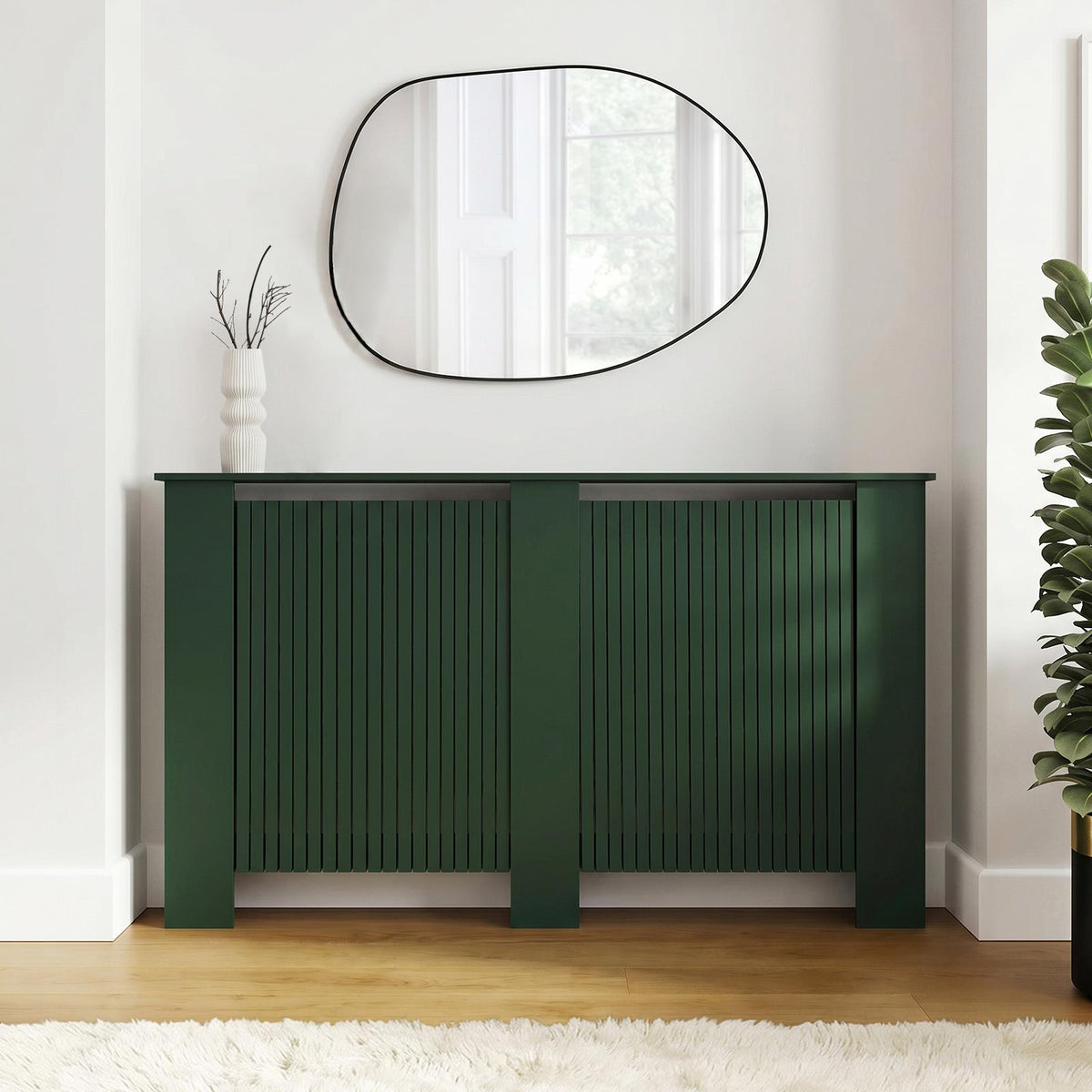 OHS Ribbed Radiator Cover Slatted Engineered Wood Side Board S M L Cabinet Shelf