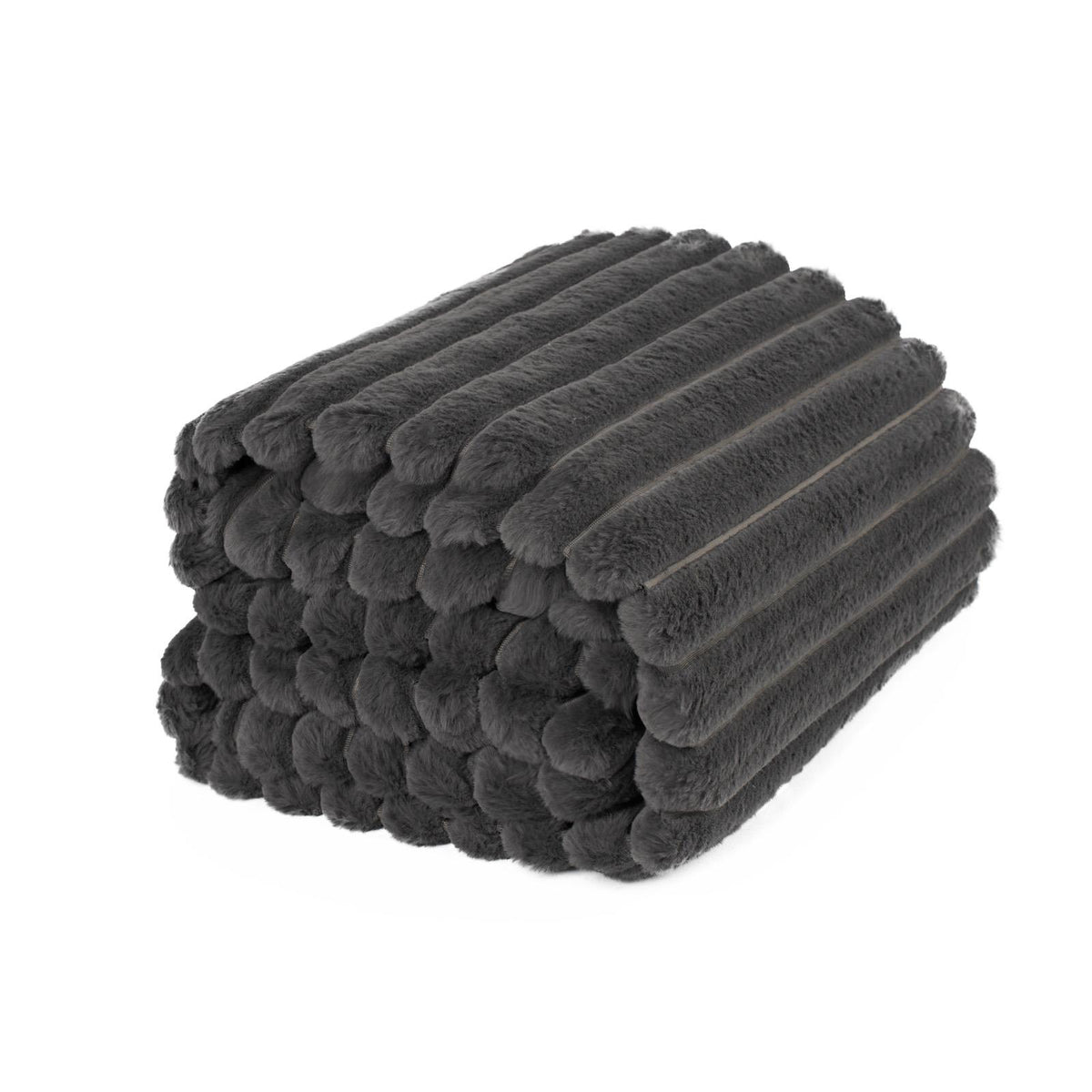 OHS Faux Fur Ribbed Fleece Throw Over Bed Blanket Warm Supersoft