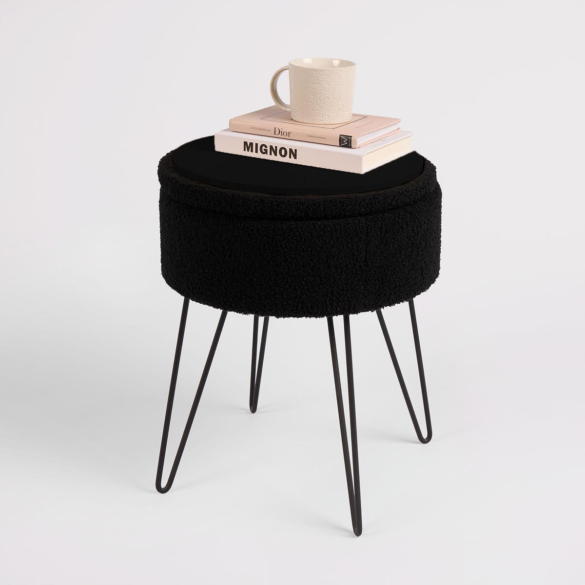 Foot Stool Storage Seat Chair Dressing Table Vanity Pouffe Ottoman Boucle Fleece