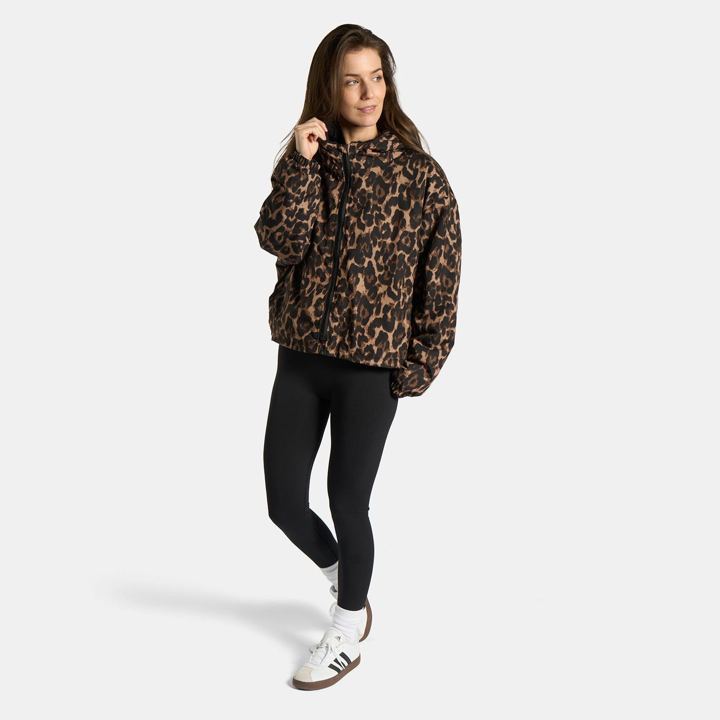 OHS Drying Changing Robe Leopard Sherpa Water Resistant Cropped Jacket