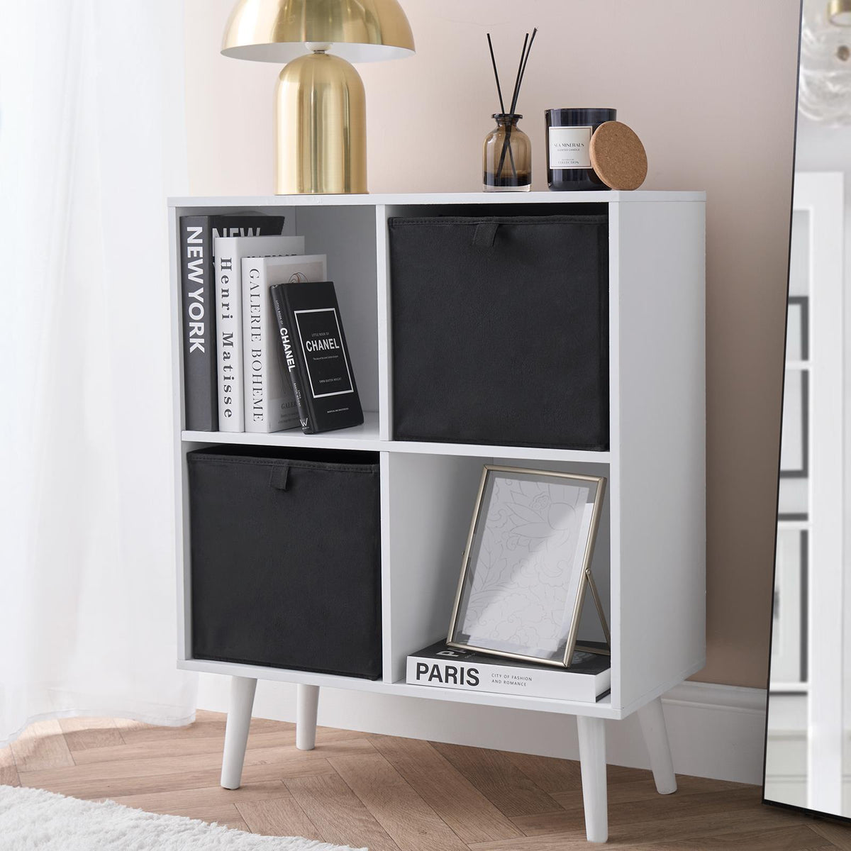 OHS Multi Pack of Matte Velvet Storage Boxes Stylish Foldable Set Square Cube