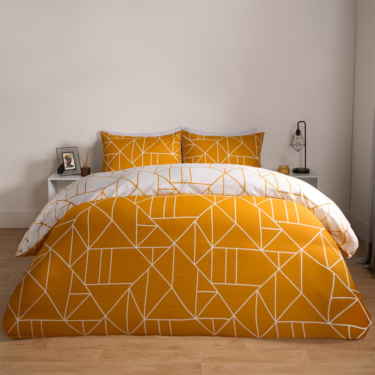 OHS Geometric Reversible Bedding Set Soft Quilt Duvet Cover with Pillowcase
