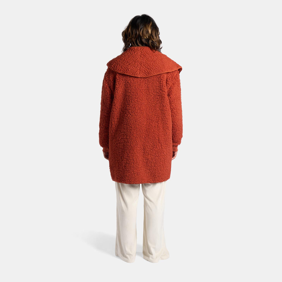 OHS Waterfall Cardigan Warm Teddy Fleece Open Front Wrap Loungewear Outwear