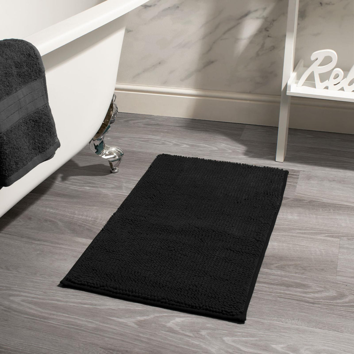 Brentfords Noodle Bath Mat Non Slip Shower Soft Highly Absorbent Chenille Shaggy