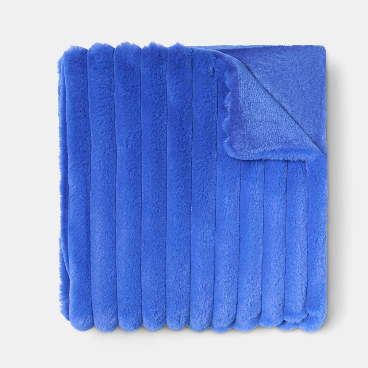 OHS Faux Fur Ribbed Fleece Throw Over Bed Blanket Warm Supersoft