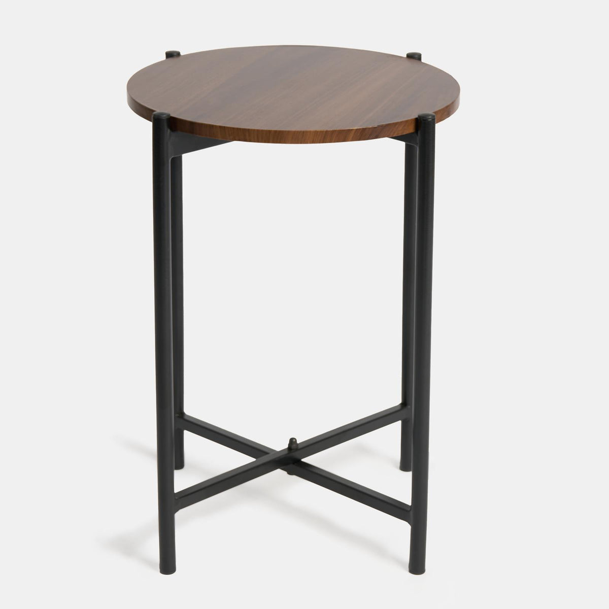 OHS Round Side Table Coffee End Tables with Metal Frame Decorative Nightstand
